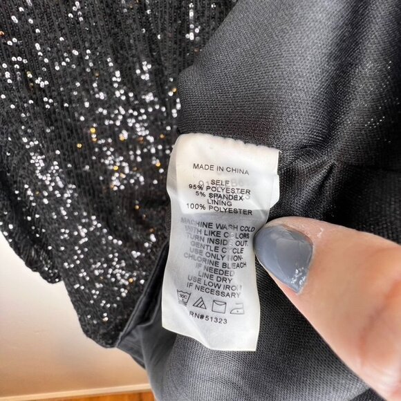 Vince Camuto Sequin Keyhole Blouse XXL Black Raglan Sleeve NWT - Picture 5 of 7